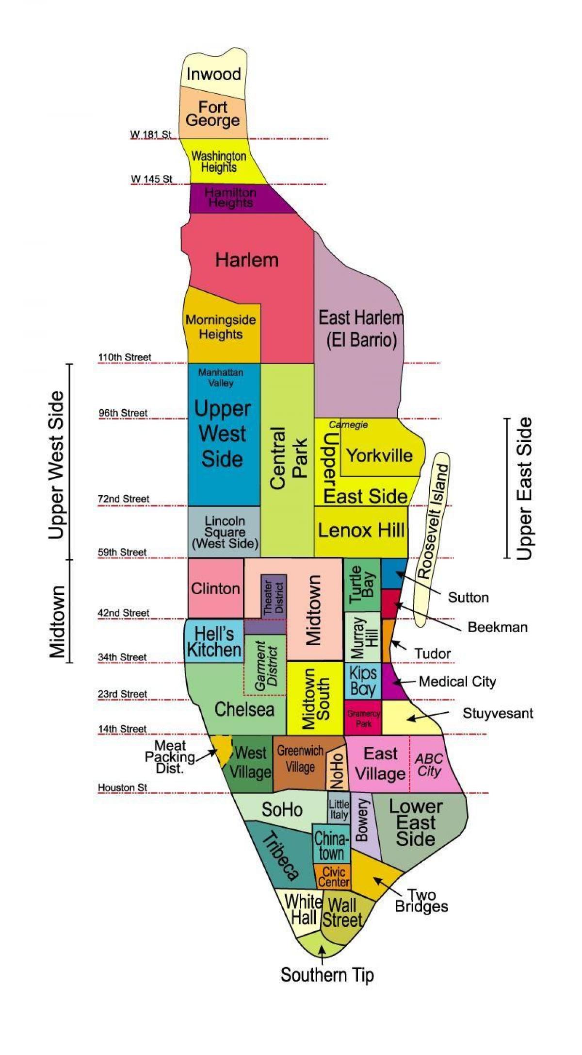 distritos en Manhattan mapa