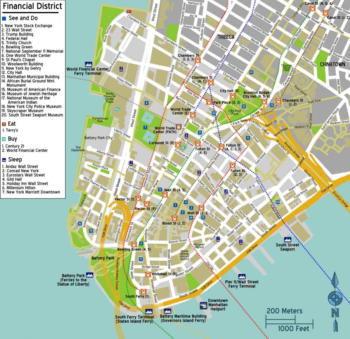 mapa do centro de Manhattan, nova york