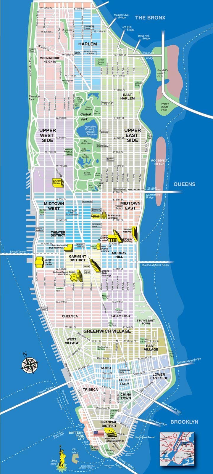 mapa da illa de Manhattan
