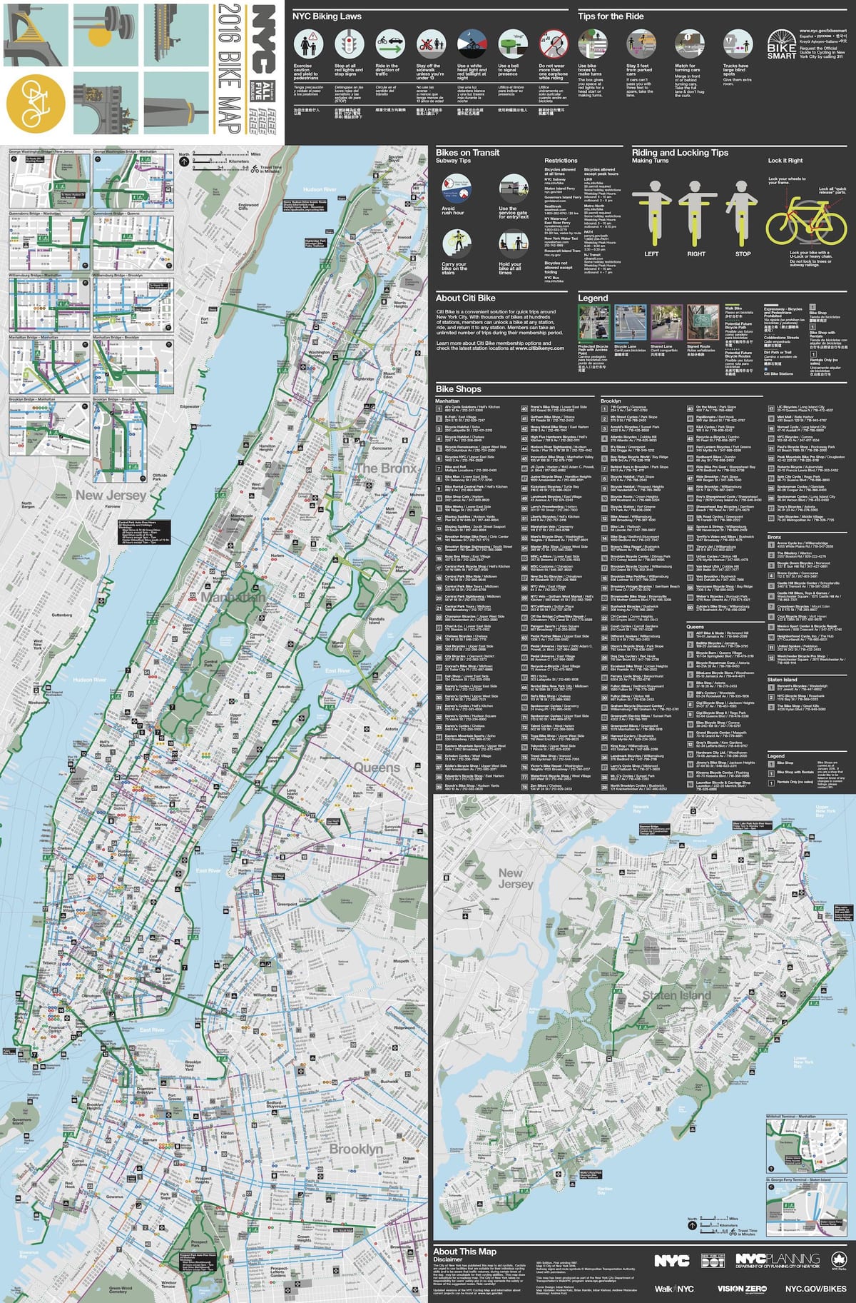 Manhattan ciclismo mapa