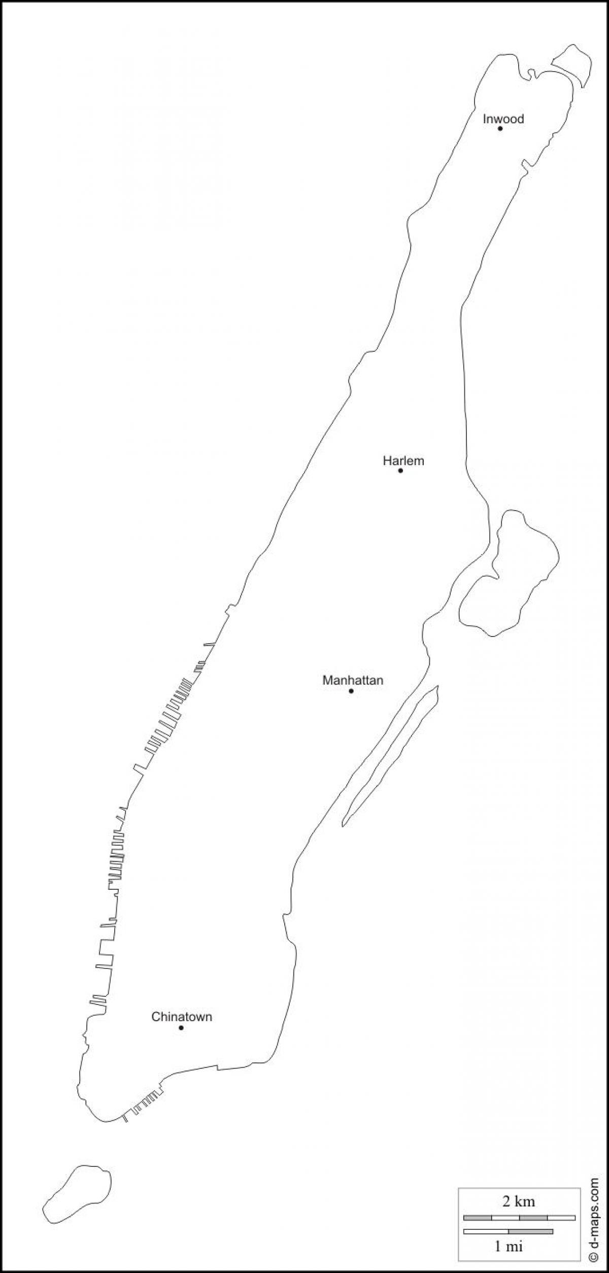 en branco mapa de Manhattan