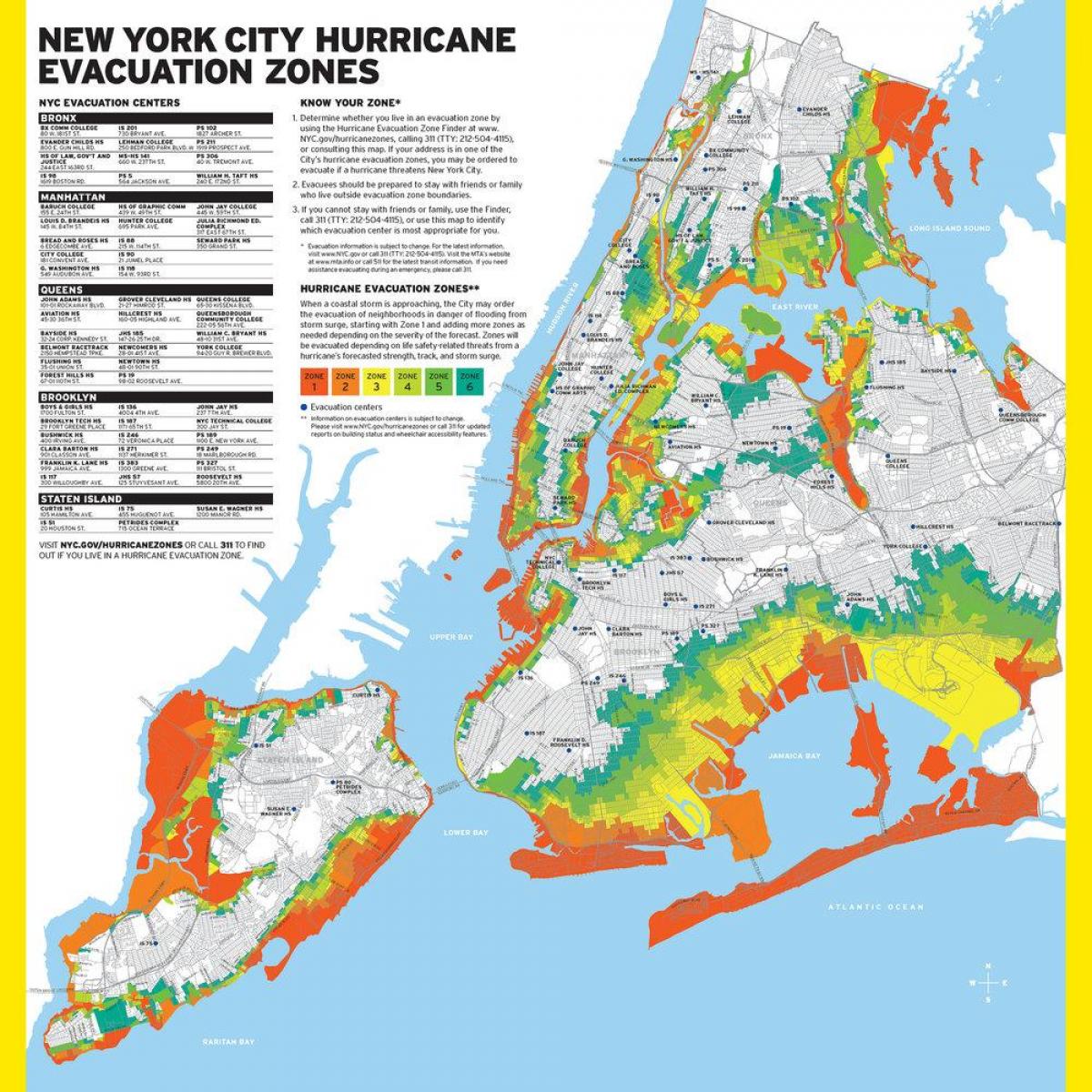 Manhattan inundación de avisos mapa