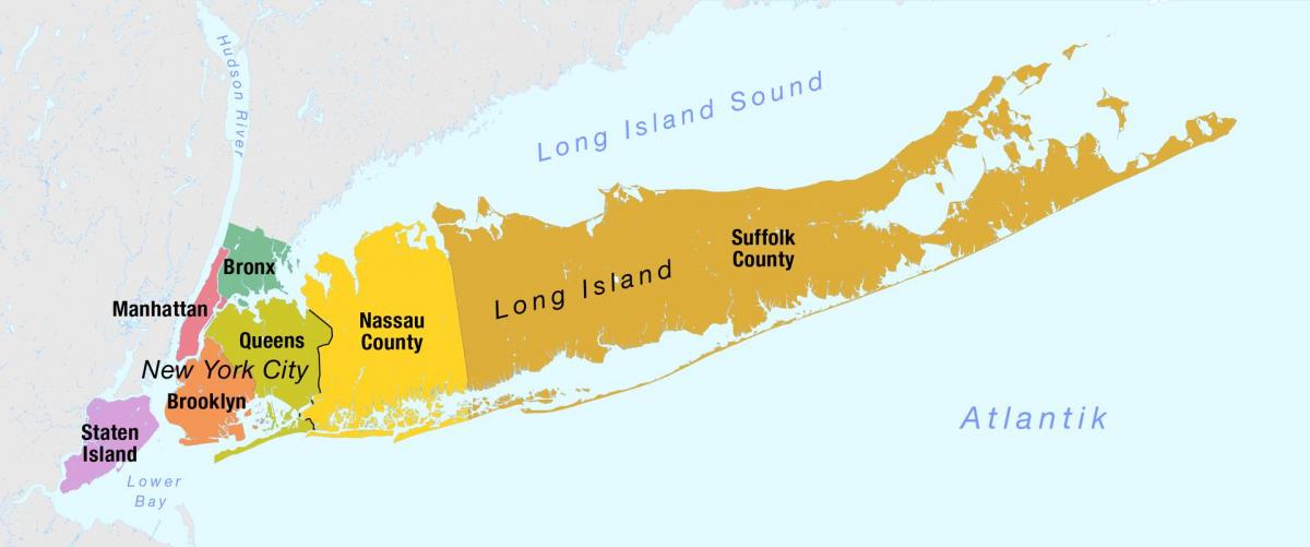 mapa de Nova York Manhattan e long island