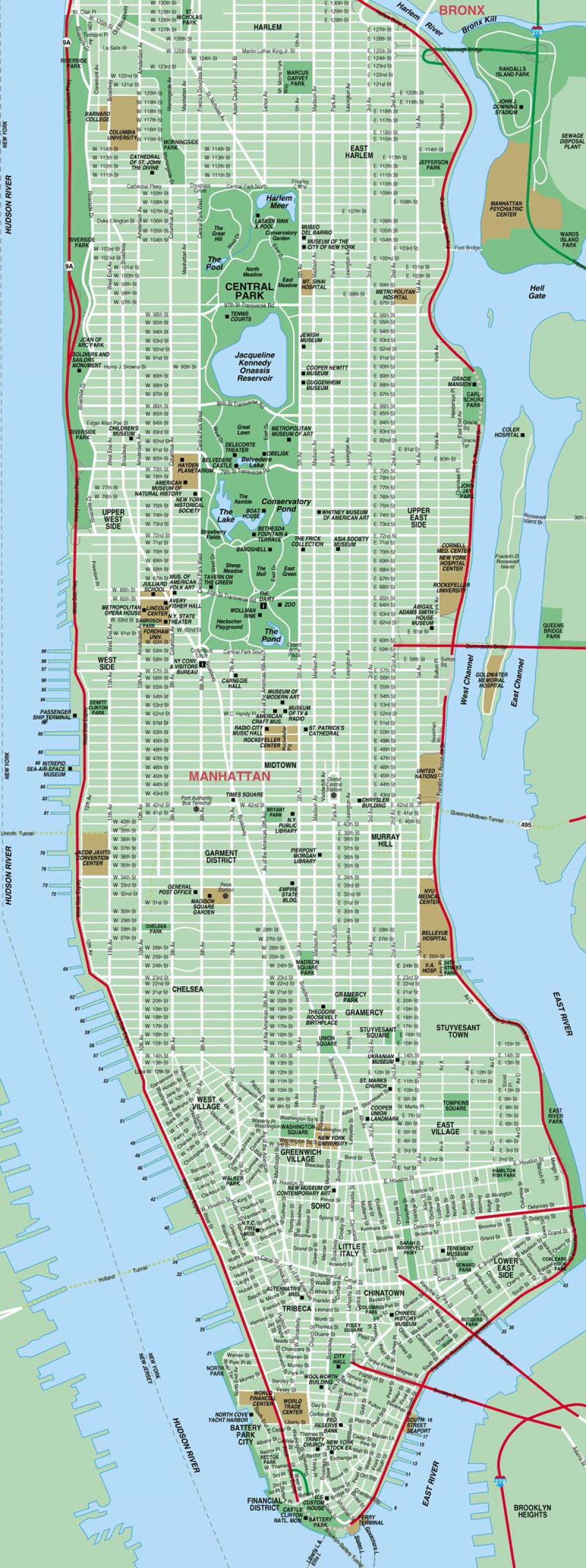 Manhattan rúa mapa alto detalle