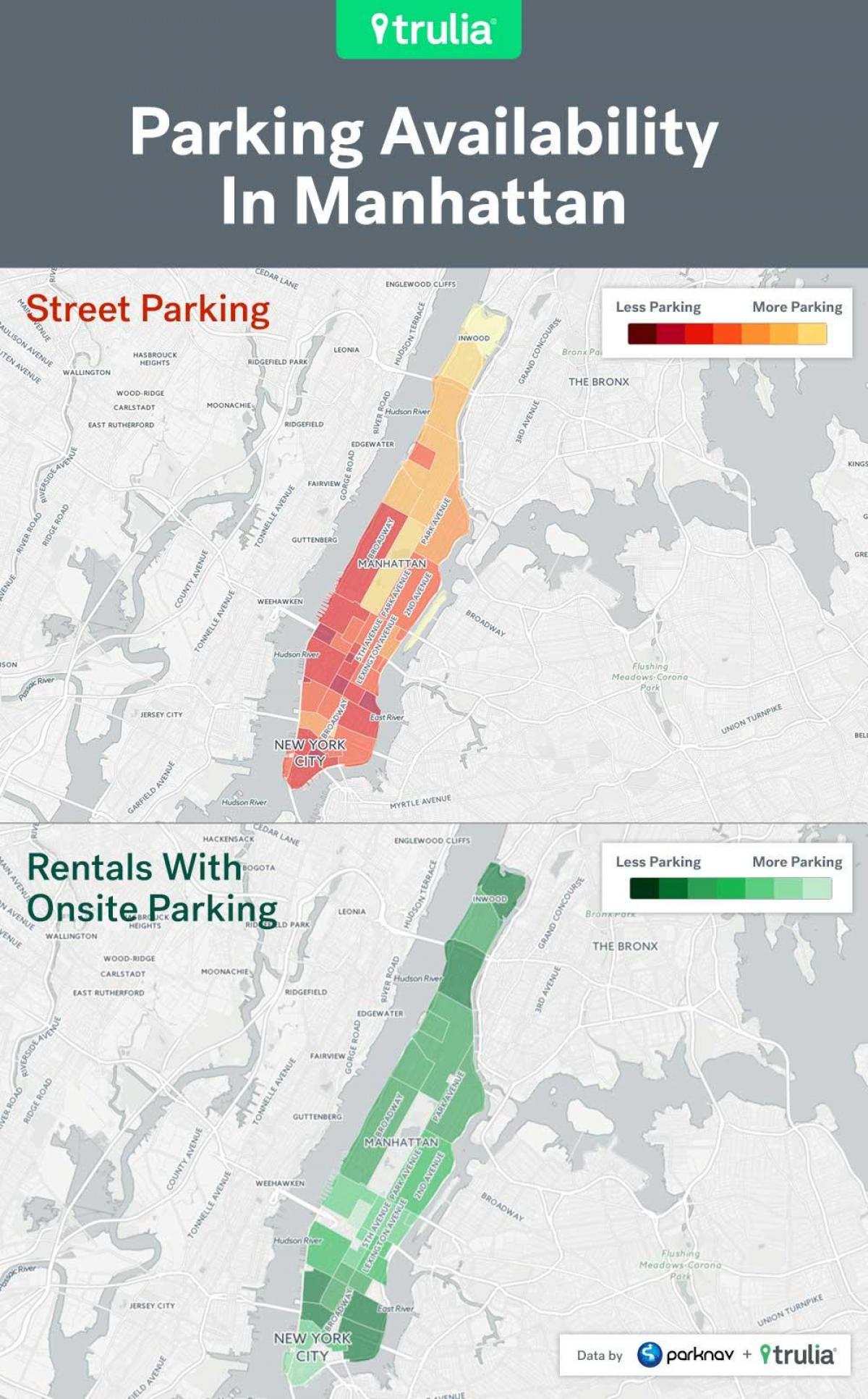 NYC rúa de aparcamento mapa de Manhattan