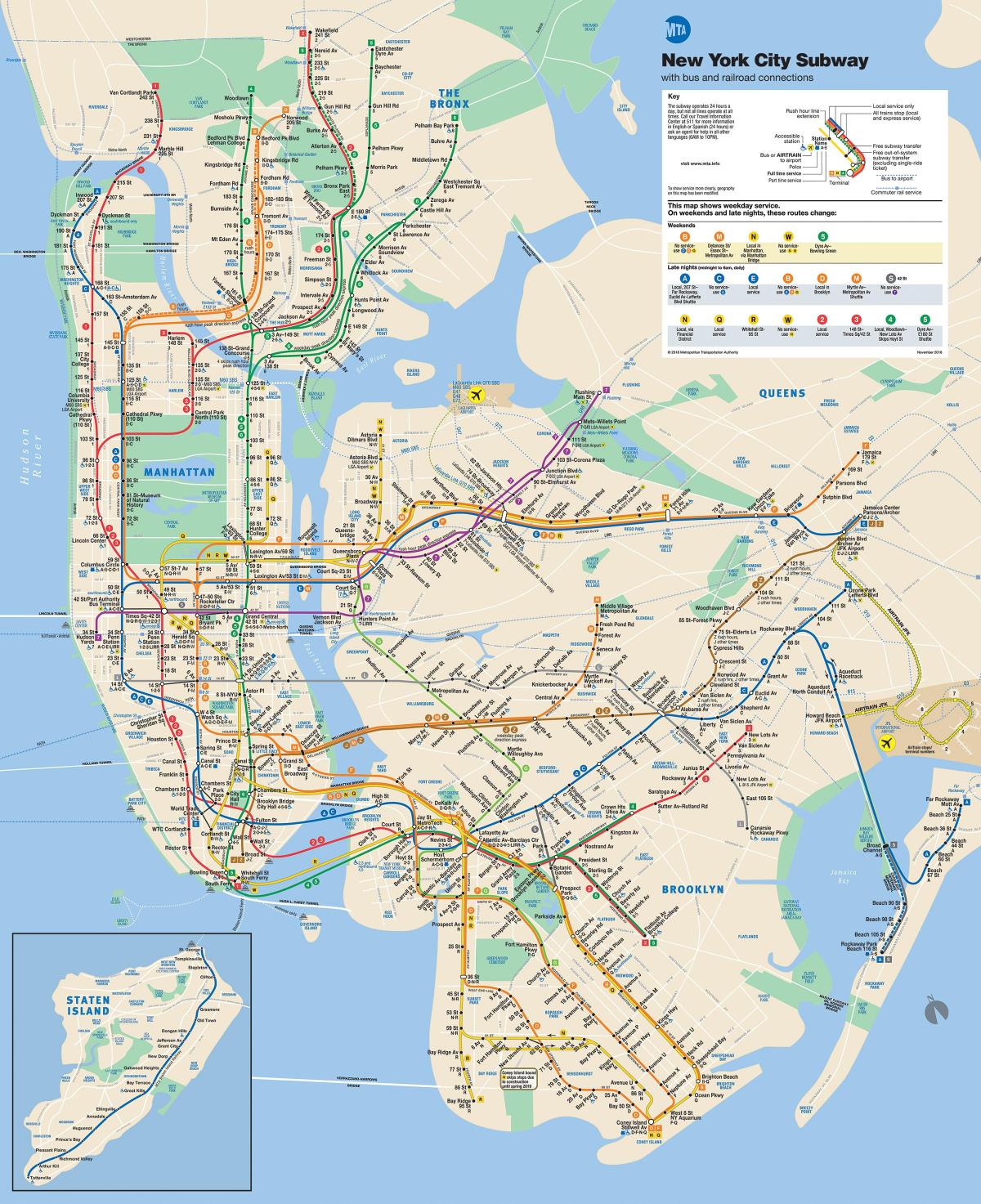 Manhattan rúa mapa coas paradas de metro