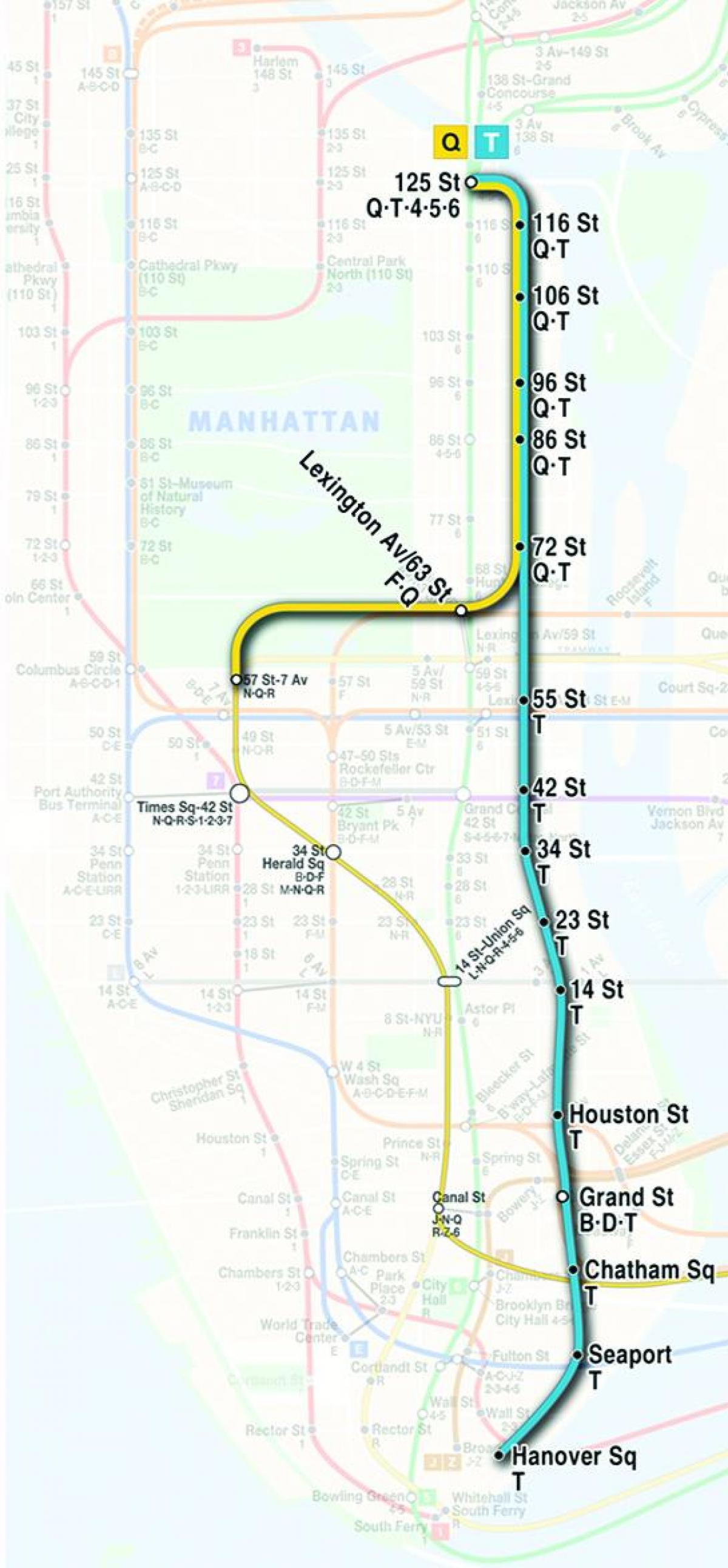 mapa de segunda avenida de metro