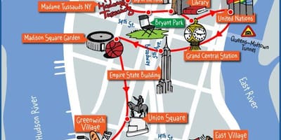 Centro de Manhattan atraccións mapa