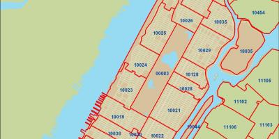 NYC código postal mapa de Manhattan