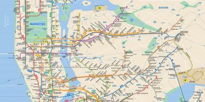 Manhattan rúa mapa coas paradas de metro