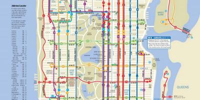 Manhattan de autobuses con paradas mapa