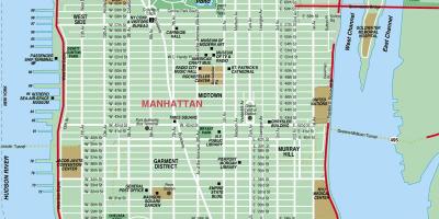 Rúa mapa de Manhattan, nova york
